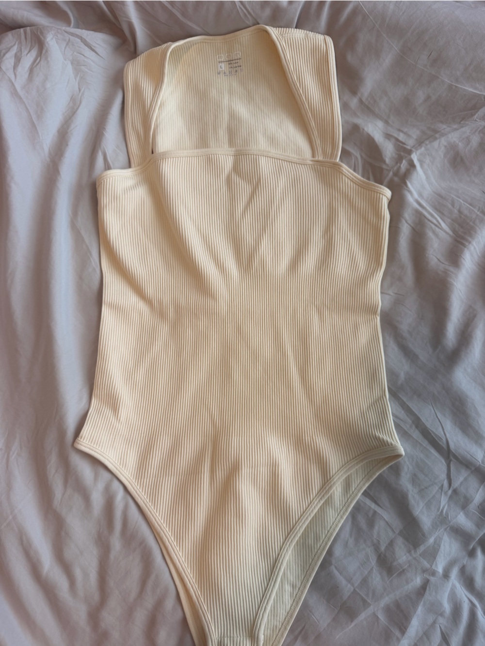 Ribbed Halter Bodysuit in Soft Cream